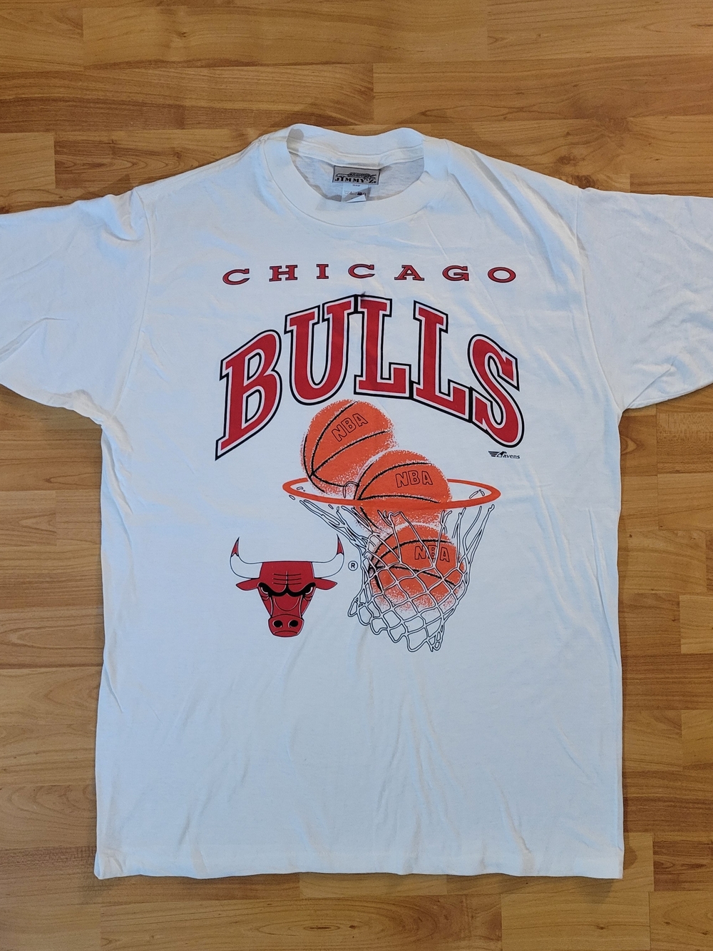 Vintage Chicago Bulls NBA RAVENS White And Red Graphic Tee, Large Tall